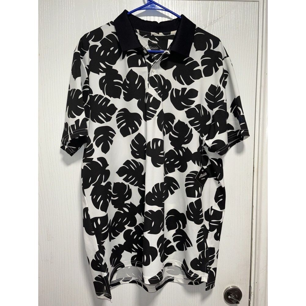Bonobos Maide Golf Mens XLarge Slim Fit Black‎ Floral Performance Polo Shirt NWT